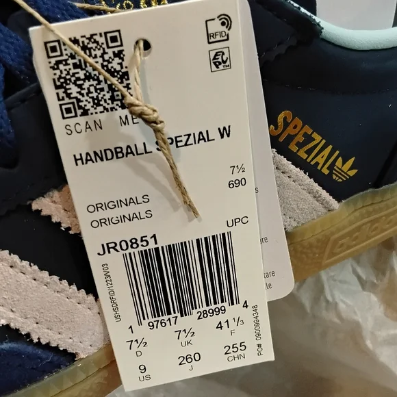 NEW Adidas Womens Handball Spezial Navy Blue Pink Stripes Baby Blue Shoes SZ 9 - Picture 13 of 14
